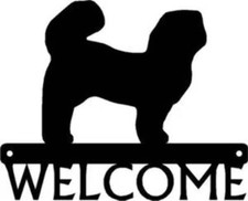 Shih Tzu Trimmed Coat Dog Welcome Sign