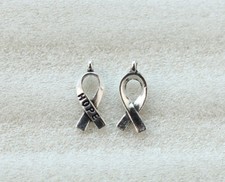 420PCS Antiqued Silver Cancer Awareness HOPE Ribbon Charms Jewelry Making