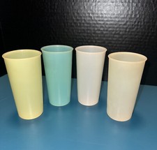 Vintage Tupperware Stacking Tumbler 16 oz Pastel Cups #107 Lot of 4 Made In USA