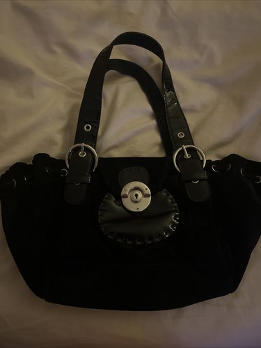 NEDA BY BEBE, MADE IN ITALY HANDBAG SUEDE AND PATENT - 9” X 16”
