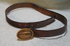 SAN FRANCISCO CABLE CAR BRASS BELT BUCKLE WITH LEATHER BELT VINTAGE