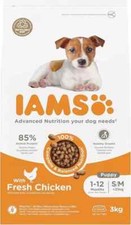 IAMS Complete Dry Dog Food for Puppy Small and Medium Breeds with Chicken 3 kg 3.82 per kilo