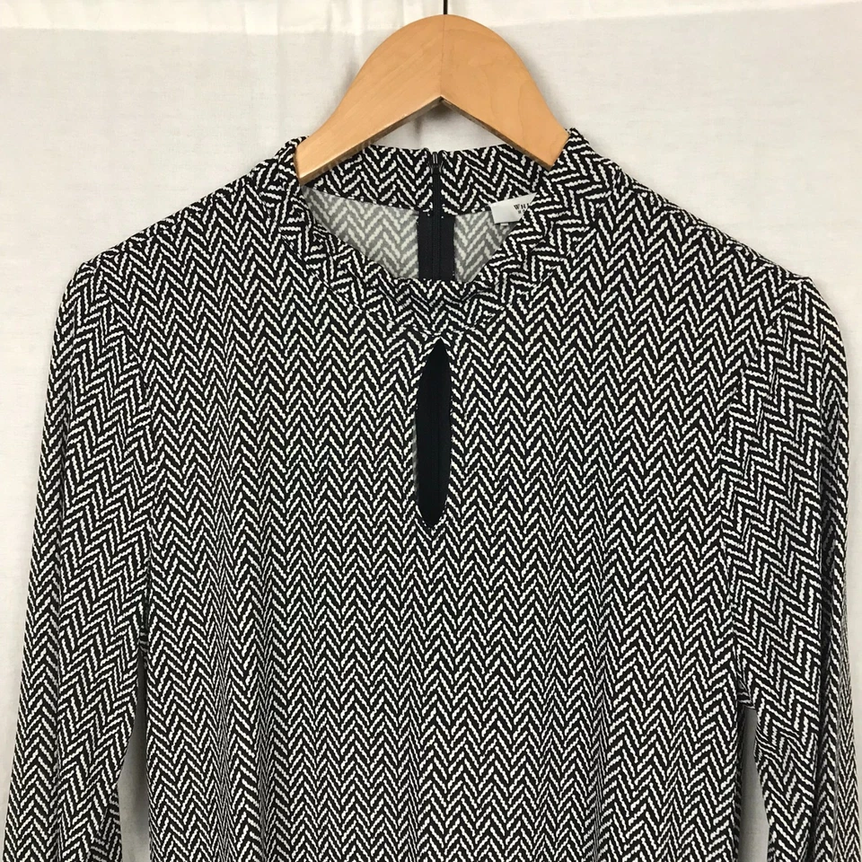 White House Black Market Women's Herringbone Mock Neck Dress Keyhole Size XXS - Image 2 of 4