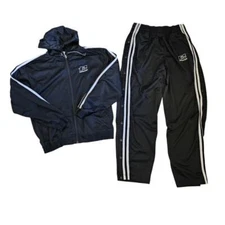 Vintage Tear Pull Away Sweatpants track jacket Snap Button outfit 90s set black