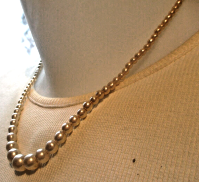 Collier De Perles Vintage Beige Nacré - Fermoir à Clip - Bijou Ancien - Occasion
