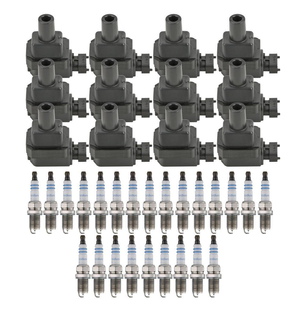 Bosch 12 Ignition Coils 24 Double Iridium Spark Plugs Kit For MB C140 CL600 V12