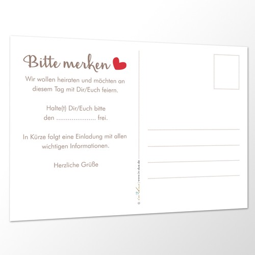 10x Save the Date Karte Wir heiraten taupe rot Hochzeit Vorankündigung Postkarte - Bild 3 von 3
