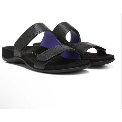 Vionic Sandals Nakia Womens 7.5 Adjustable Slide Black Arch Support New