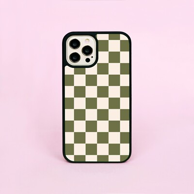 Karierte Karierte Moosgrün und Creme Handyhülle/Cover für iPhone Samsung Galaxy
