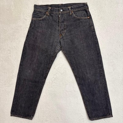 EVISU Daikoku Big Kamome Black Denim W34 Cropped Tapered Red 