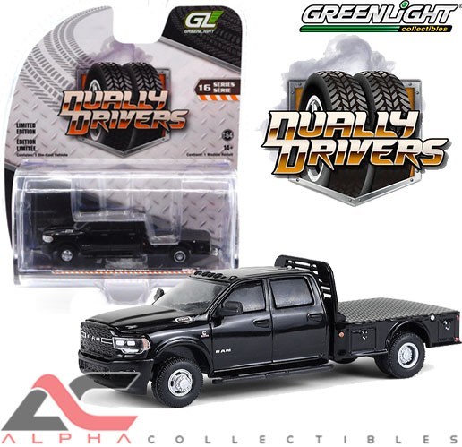 GREENLIGHT 46160F 1:64 2023 DODGE RAM 3500 DUALLY FLATBED (BLACK