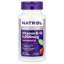 Vitamin B-12, Fast Dissolve, Strawberry, 5,000 mcg, 100 Tablets