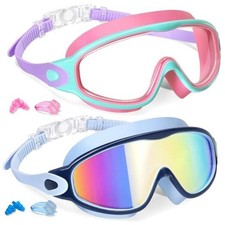 2 Pack Kids Swim Goggles for 3-15 UV Protection Anti-Fog Pool Pink  Bule
