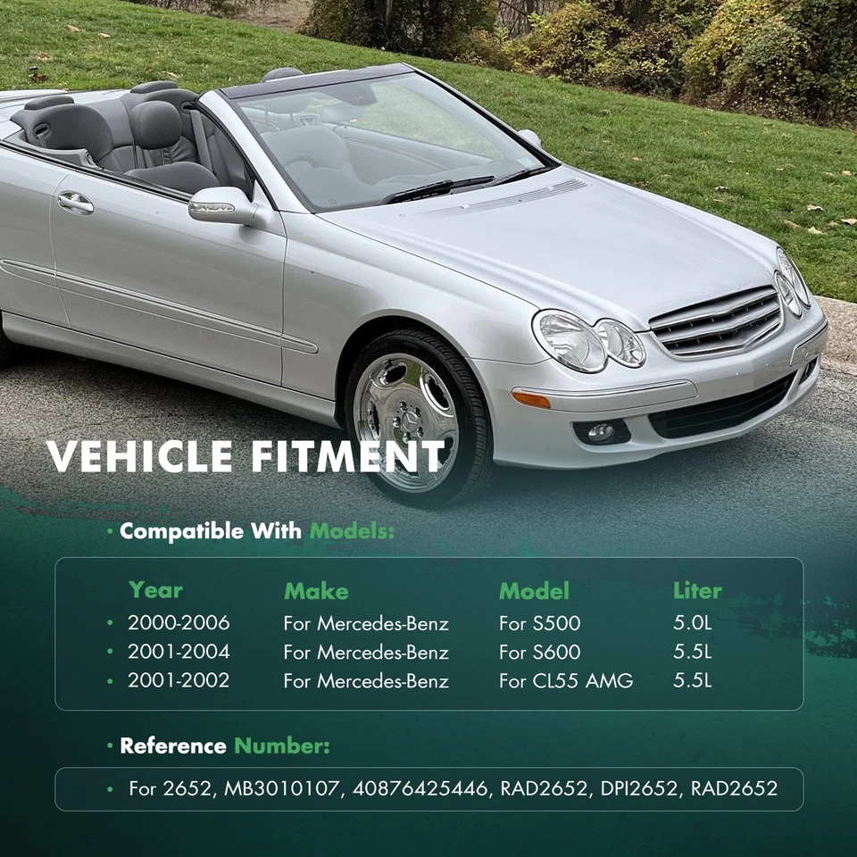 Radiador para Mercedes-Benz S500 S430 2000-2006 2001-2002 CL55 AMG CU2652 Foto 3 de 4