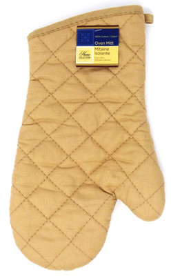 Home Collection Oven Mitt 100% Cotton ~ Tan