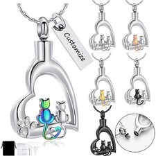 Personalized Pet Urn Necklace for Dog / Cat Ashes Heart Cremation Memorial Urns