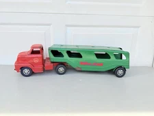 1950's Dunwell Toy Auto Transport Car Hauler Carrier Truck Pressed Steel, USA