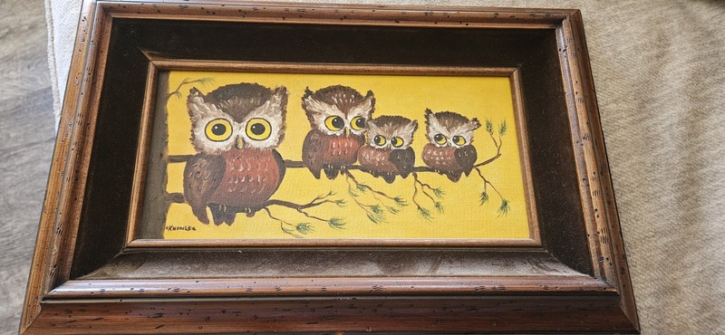 1970s Owl Painting By Knowles