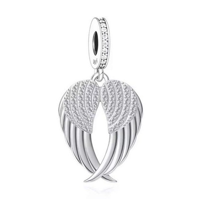 S925 Sterling Silver Guardian Large Angel Wing Charm Pendant by YOUnique Designs