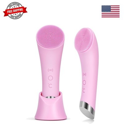 Facial Cleansing Brush, Rechargeable Silicone Face Scrubber with Heat Massage...