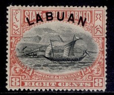 NORTH BORNEO - Labuan QV SG94a, 8c rose-red, M MINT. Cat &pound;30. PERF 14&frac12;-15