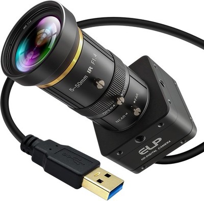 ELP 5MP 60fps Kamera, 1944p, 10x manuelles Varifokallens, USB 3.0, Plug & Play...