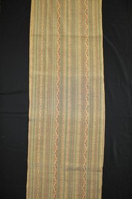 f-593  vintage tsumugi silk kimono fabric - woven stripe - 14.5" x 61"