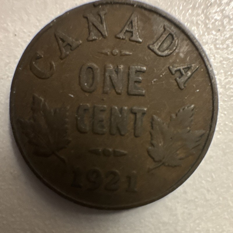 Canada 1921 Small Cent 1 Cent Coin - Large Cent Variety - Bronze BN - KM#21