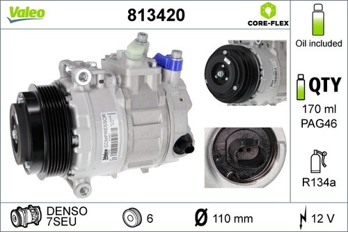 COMPRESSOR, AIR CONDITIONING FOR MERCEDES-BENZ VALEO 813420 - Picture 2 of 10