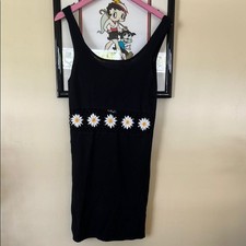 Black Dress with Daisy Embroidery Embellishments Forever 21 Size L Large