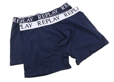 REPLAY Lot De 2 Boxers Homme Bleu Coton Extensible Taille 2XL - Photo 1/4