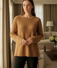 Chanel Boutique CC Logo Vintage Mustard Wool Knit Cardigan Sweater Jacket Jumper