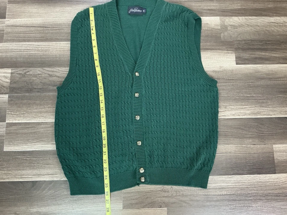 Chaleco Suéter Tejido Jack Nicklaus De Colección Años 80’s Para Hombre EE. UU. Algodón Verde L Golf Preppy Foto 4 de 4