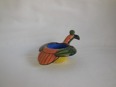 Hand Painted Ardmore Studio South Africa Pottery Exotic Bird Salt Cellar Bowl
