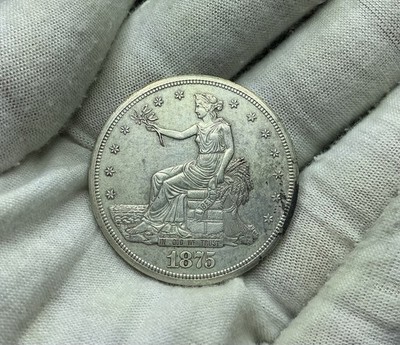 1875-S Trade Silver Dollar XF-AU Natural Original Better Date Raw - X62