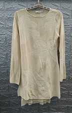 New Mango Long Sleeve Crochet FloralPrint Dress Beige Size 6