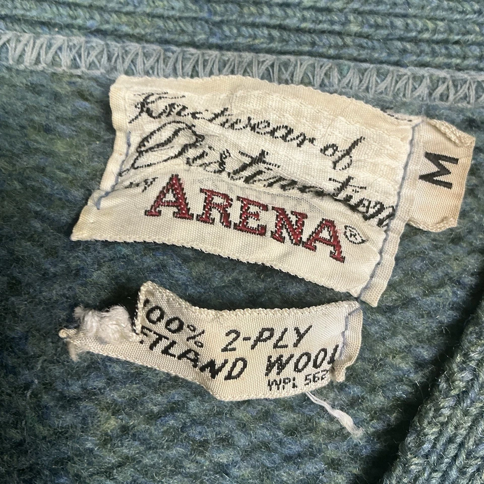 Cárdigan vintage años 50 prendas de punto de Distinction Arena 100 % lana Shetland EE. UU. TALLA M Foto 2 de 4