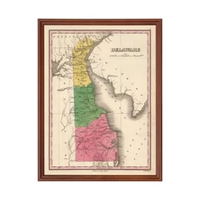 Old Map of Delaware 1824 - Vintage Delaware Art