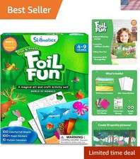 Interactive Foil Fun Art Kit for Kids - 100 Stickers Canvases, Perfect Gift