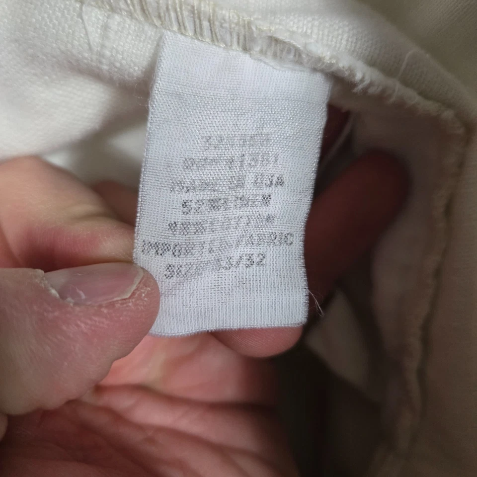 Pantalón Vintage Polo Ralph Lauren Hombre 33x32 Mezcla Lino Hecho en EE. UU. Beige/Blanco roto Foto 3 de 4