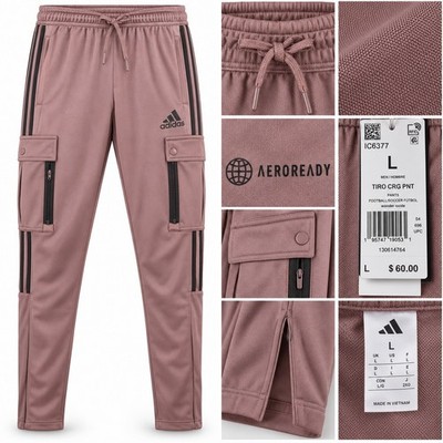 Adidas Tiro Cargo Pants Men Size L Wonder Oxide Pink Tapered Track IC6377 NEW