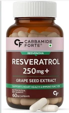 Carbamide Forte Resveratrol 250mg with Grape Seed Extract | Pharma Grade...