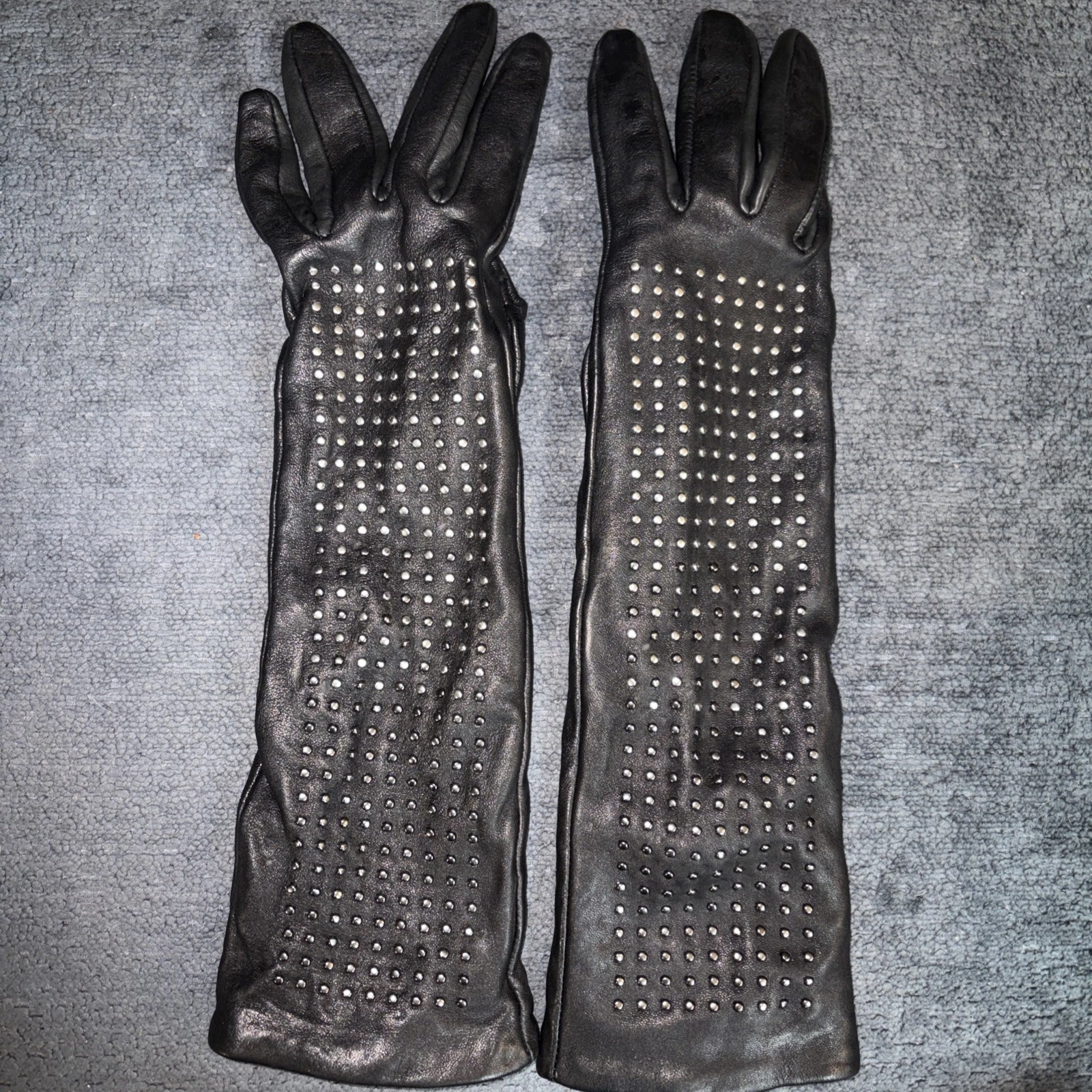 Neiman Marcus Brian Atwood Target Women’s Long Black Leather Studded Gloves