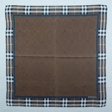 BURBERRY Jacquard Brown Plaid Cotton Mini Scarf Pocket Square 19.5" X 19.5" R191