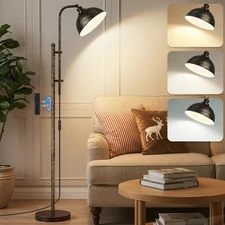 Floor Lamp, Industrial Modern Standing Lamp with Remote Control, Height Adjus...