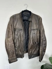 Lucky Brand Bonneville Icon Jacket 100% Leather Motorcycle Biker MC
