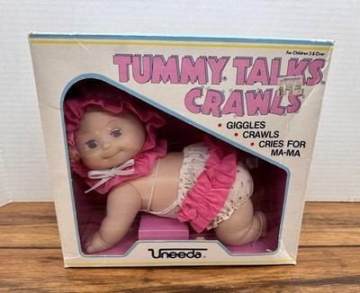 UNEEDA 'Tummy Talks Crawls  Doll Giggles, Crawls, Calls For Ma-Ma In Box 1980 s