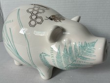 Tiffany & Co. Flora & Fauna Ceramic Piggy Bank Biota Themed Made In Italy