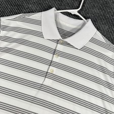 Nike Golf Tour Performance Mens Polo Shirt XL White Striped Short Sleeve Dri Fit
