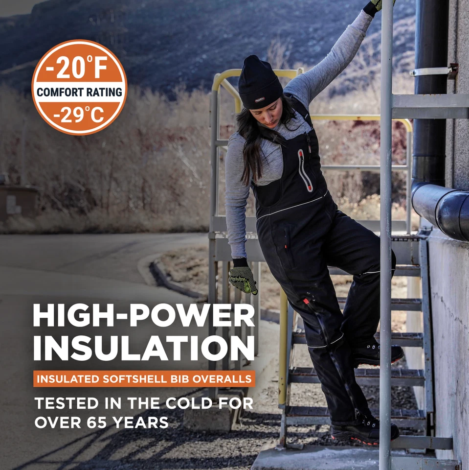 RefrigiWear Women's Insulated Softshell Bib Overalls - Warm, Durable Cold - Image 2 of 4
